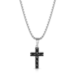 Montana Silversmiths Men's Barbed Wire Cross Black/Silver Necklace Stainless Steel Water Resistant