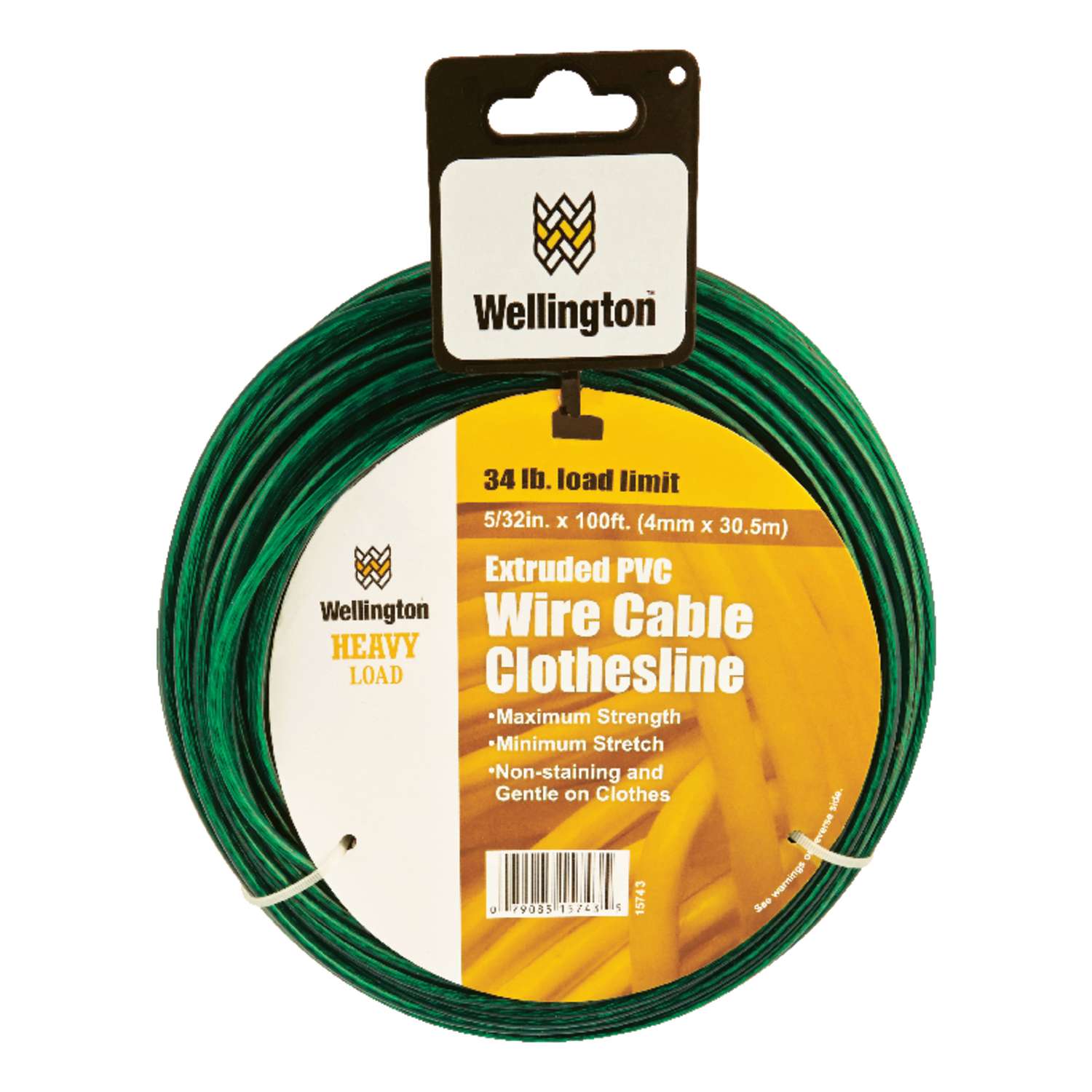Wellington 5/32 in. D X 100 ft. L Green Cabled Wire Plastic Clothesline