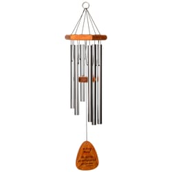 Wind River In Loving Memory Silver Aluminum/Wood 30 in. Wind Chime