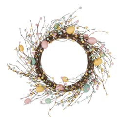 Glitzhome Easter Eggs Wreath Foam/Rattan 1 pc