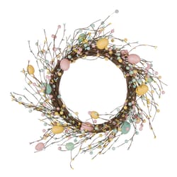 Glitzhome Easter Eggs Wreath Foam/Rattan 1 pc