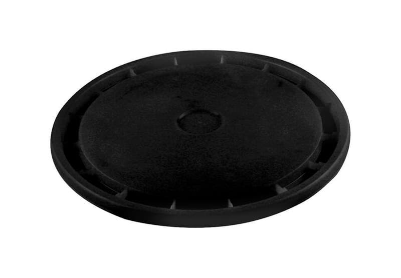 black plastic bucket with lid