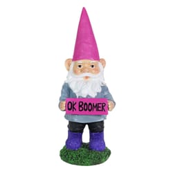 Exhart WindyWing Multicolored Resin 13 in. H Garden Gnome with "Ok Boomer" Sign Statue