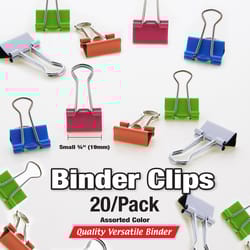 Bazic Products Small Assorted Color Binder Clips 20 pk