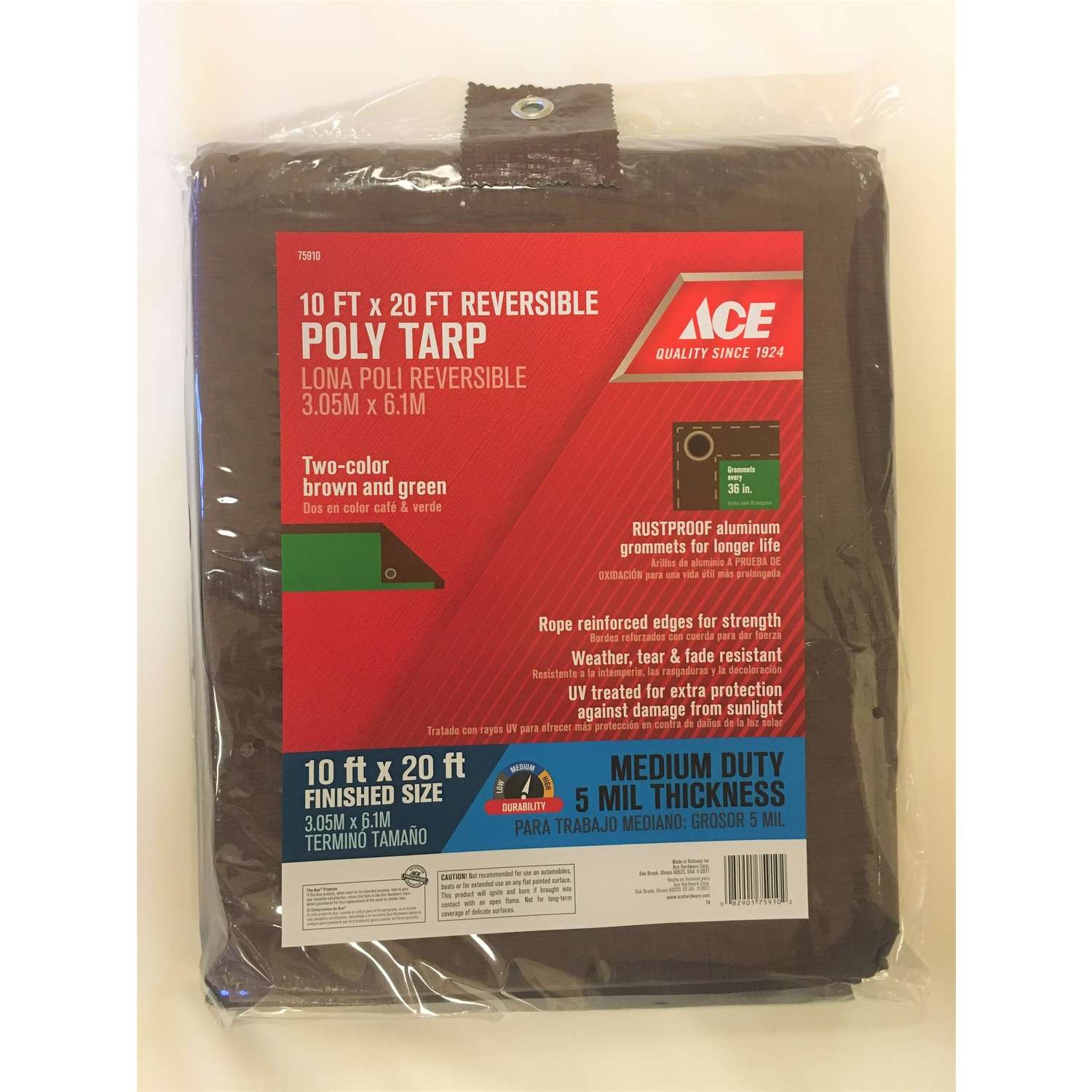Ace 10 ft. W X 20 ft. L Medium Duty Polyethylene Tarp Brown Green