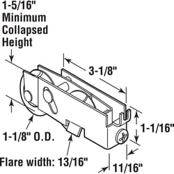 Prime-Line 1-1/8 in. D X 3/8 in. L Steel Roller Assembly 1 pk