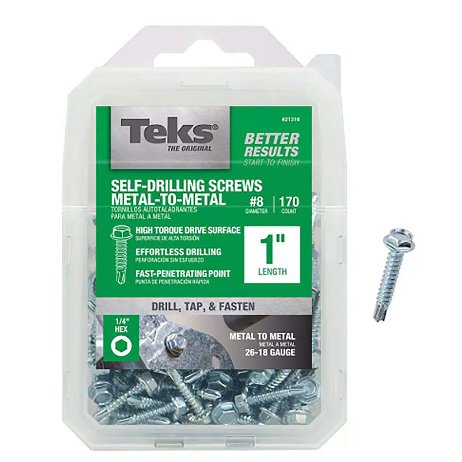 Teks No. 8 X 1 in. L Hex Drive Hex Head SelfTapping Screws Ace Hardware
