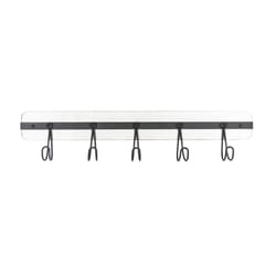 Spectrum 4 in. H X 1.93 in. W X 18 in. L White Wash/ Industrial Gray Steel/Wood Wall Mount Hook Rack