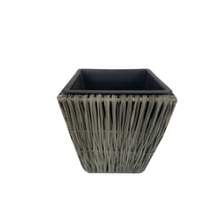 Infinity 11 in. H X 11 in. W X 11 in. D Plastic Wicker Planter Gray