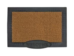 GrassWorx 24 in. W X 36 in. L Black/Brown Welcome Polyethylene Door Mat