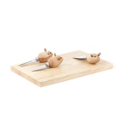 Kikkerland 12 in. L X 8 in. W X 2 in. Wood Cheese Board with Slicer