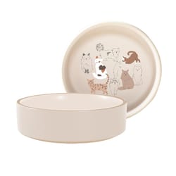 Pet Shop by Fringe Studio Cream Pencil Cats Ceramic Small Pet Bowl