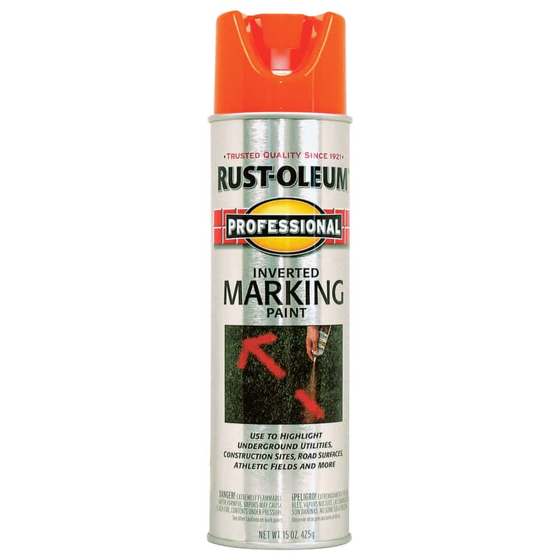 RustOleum Professional Fluorescent Orange Inverted Marking Paint 15 oz