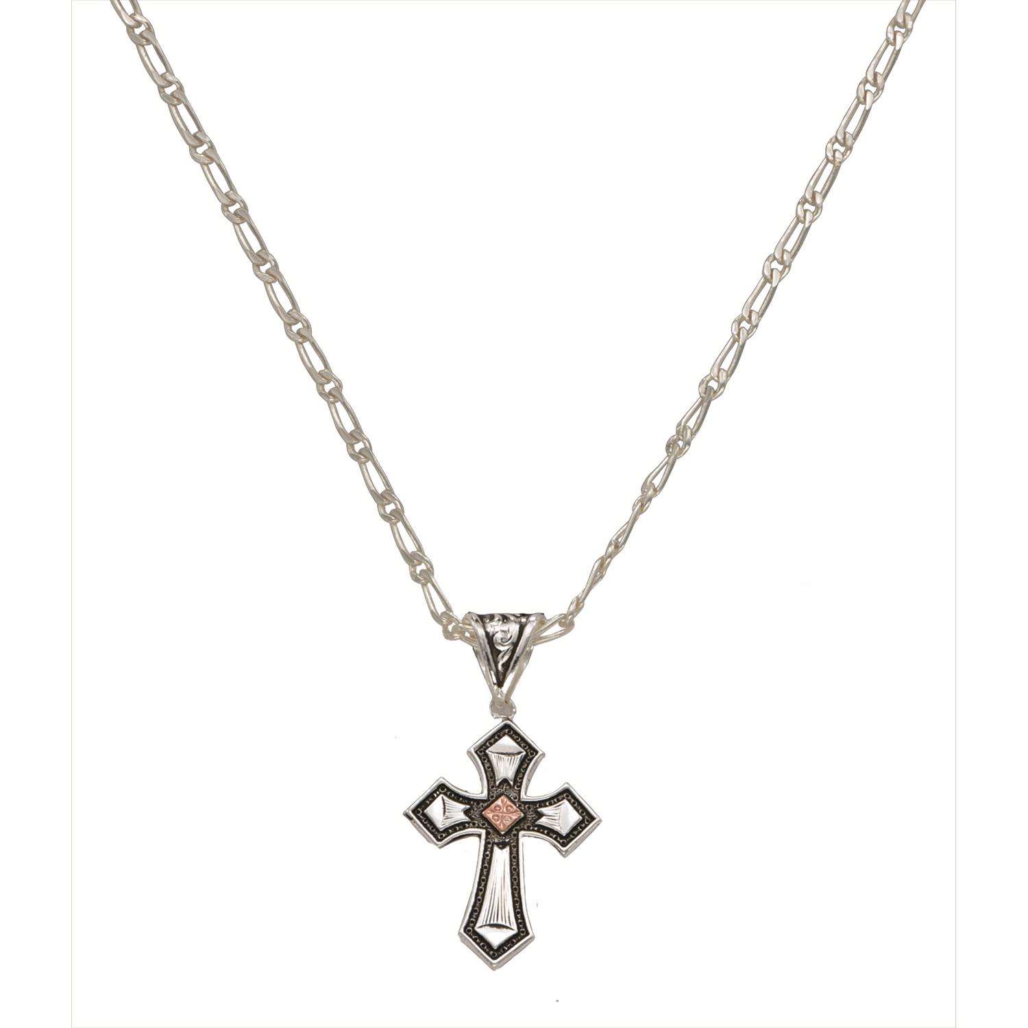 Montana Silversmiths Men's Antique Copper Diamond Cross Silver