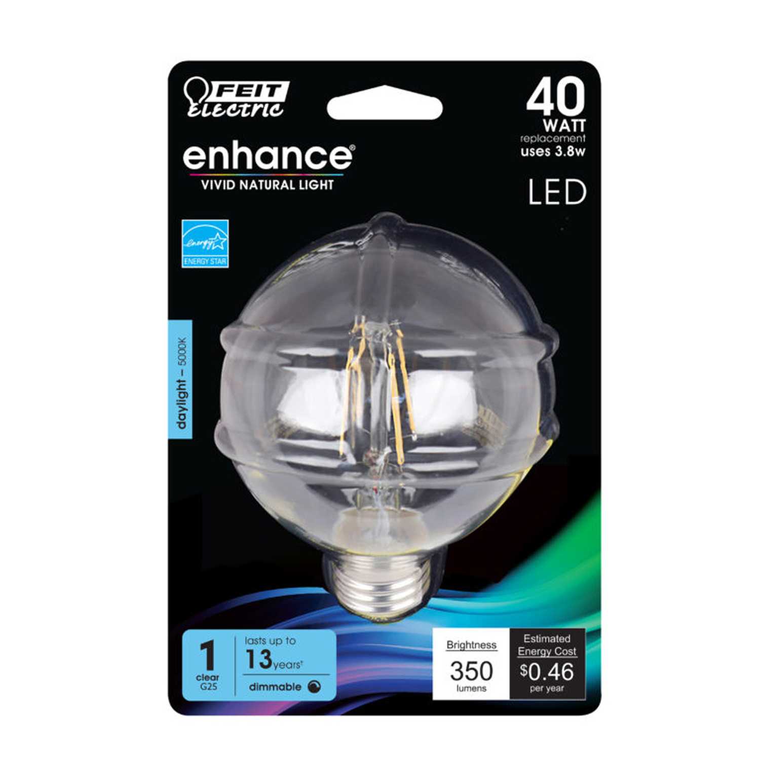 FEIT Electric Enhance 3.8 watts G25 Filament LED Bulb 350 lumens