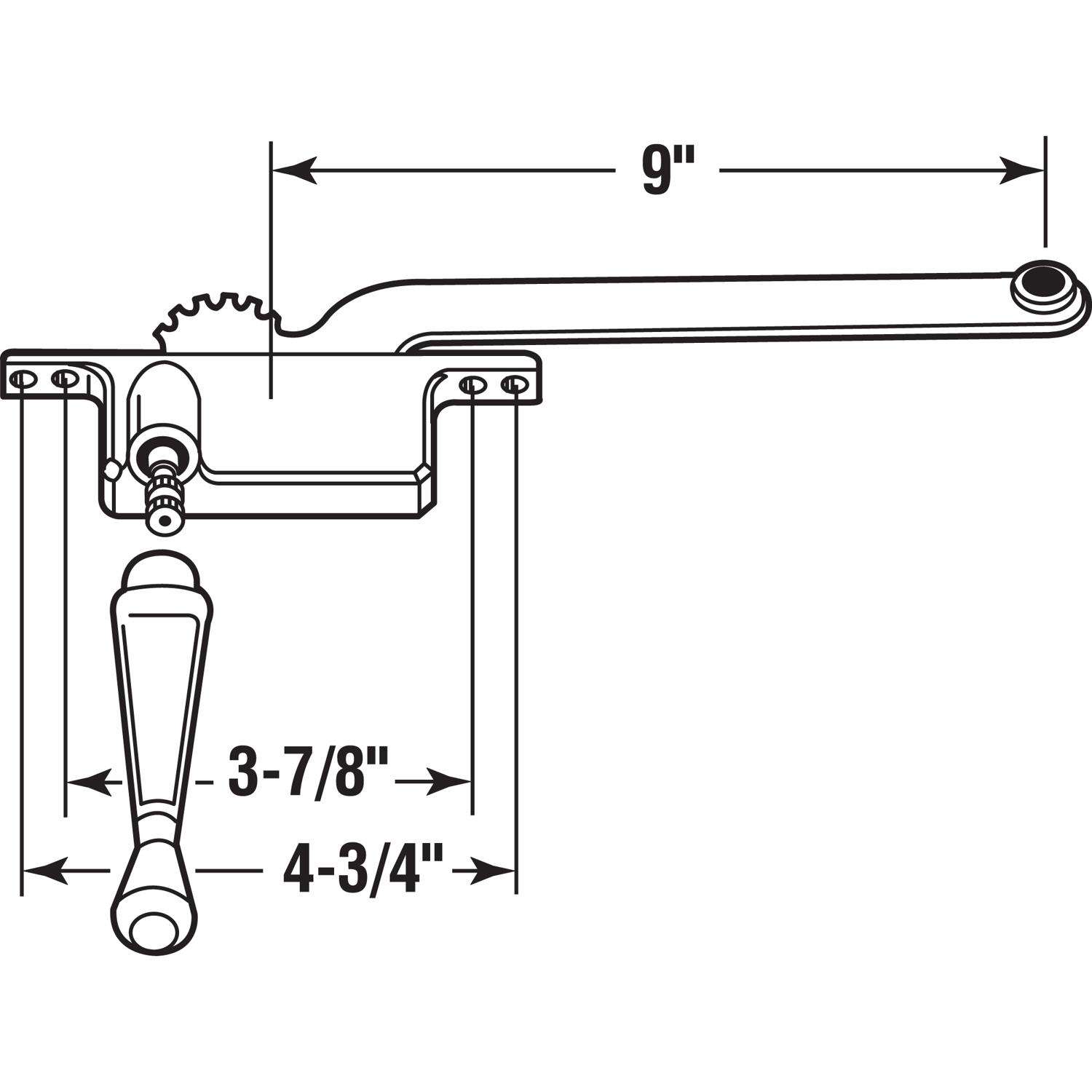 Prime-Line Silver Aluminum Left Single-Arm Casement Square Type Window Operator For Steel Framed Win Prime-Line Silver Aluminum Left Single-Arm Casement Square Type Window Operator For Steel Framed Win