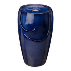Glitzhome Ceramic Blue 20.5 in. H Fountain