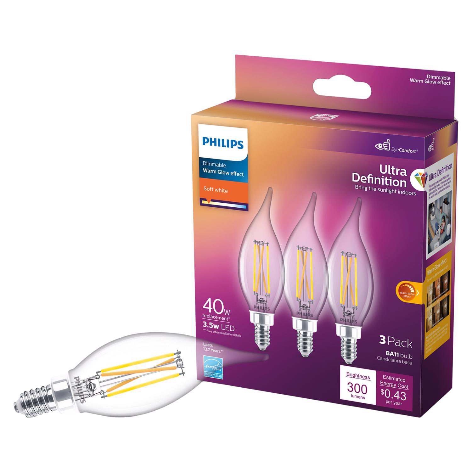 Photos - Light Bulb Philips Ultra Definition BA11 E12  LED Bulb Soft White 40 Watt (Candelabra)