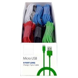 Blazing Voltz Micro to USB Cable 9 ft. Assorted