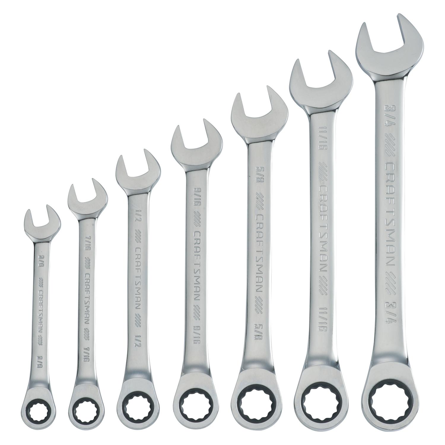 Craftsman 12 Point SAE Ratcheting Combination Wrench Set 7 pc Uae Electronic uaeelectronic.com