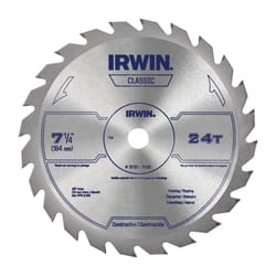 Irwin 7-1/4 in. D X 5/8 in. Classic Carbide Circular Saw Blade 24 teeth 1 pk