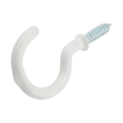OOK Small Vinyl Coated White Steel 7/8 in. L Cup Hook 1 lb 4 pk