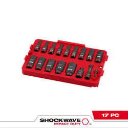 Milwaukee Shockwave 3/8 in. drive SAE 6 Point Impact Rated Socket Set 17 pc