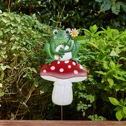 Glitzhome Multicolored Metal 30 in. H X 13 in. L X 2 in. W Mushroom and Frog Yard Stake