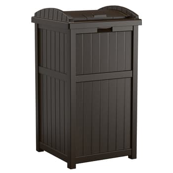 Suncast 39 Gallon Outdoor Resin Hideaway Trash Can, Peppercorn