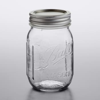 Choice 32 oz. Quart Wide Mouth Glass Canning / Mason Jar with Silver Metal  Lid and Band - 12/Pack