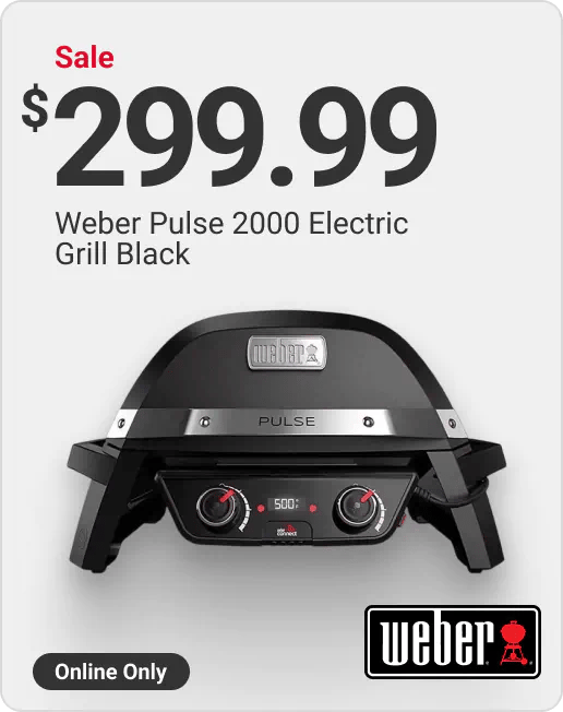 Online Only. Sale $299.99 Weber Pulse 2000 Electric Grill Black