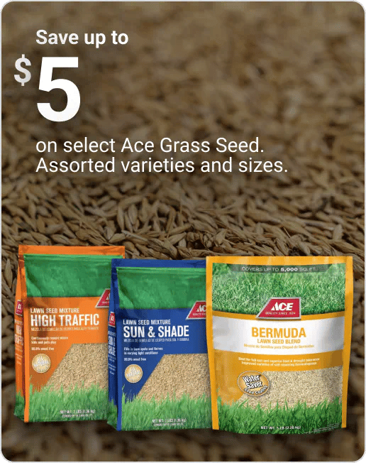 Save up to $5 on select Ace Grass Seed. Assorted varieties and sizes.
