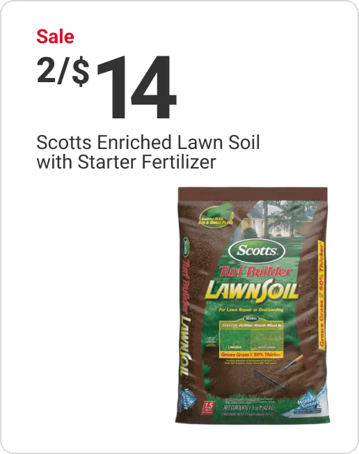 Sale 2/$14 Scotts Enriched Lawn Soil with Starter Fertilizer