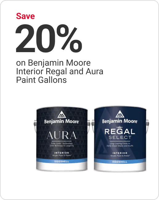 Save 20% on Benjamin Moore Interior Regal and Aura Paint Gallons