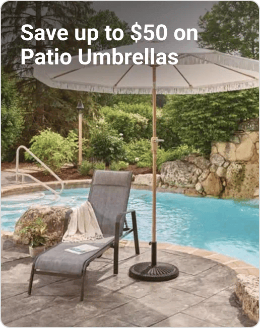 Save up to $50 on Patio Umbrellas