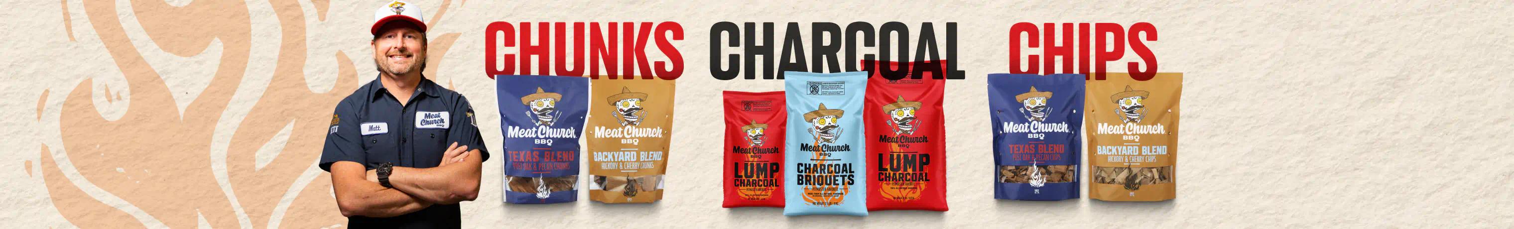 Meat Church BBQ - Chunks, Charcoals, Chips