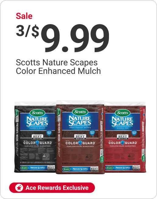 Ace Rewards Exclusive Sale 3/$9.99 Scotts Nature Scapes Color Enhanced Mulch