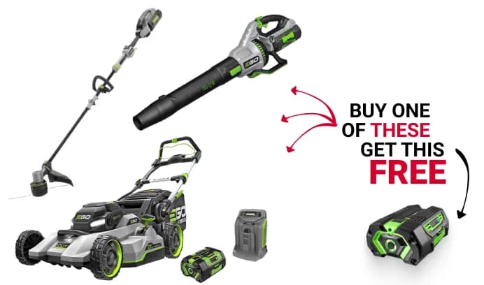 FREE EGO Battery when you buy select EGO Outdoor Kits for up to $100 Off ($299.99 Value)