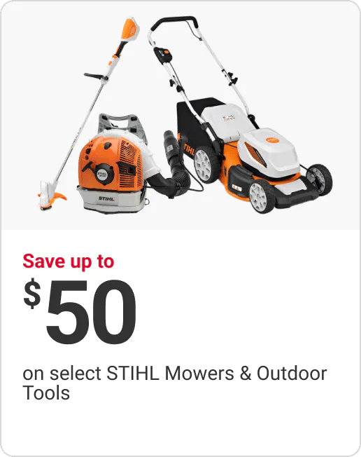Save up to $50 on select STIHL Mowers & Outdoor Tools