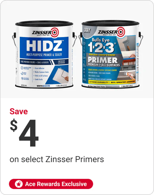 Ace Rewards Members Save $4 on select Zinsser Primers