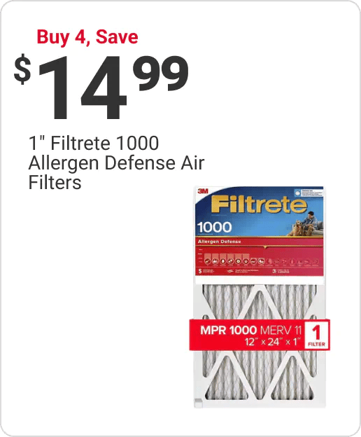 Buy 4, Save $14.99 on Filtrete 1000 Allergen Defense Air Filters