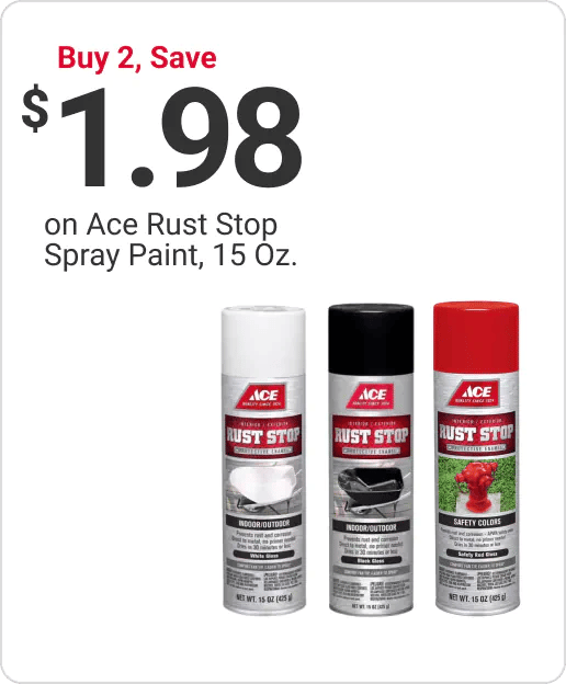 Buy 2, Save $1.98 on Ace Rust Stop Spray Paint, 15 oz
