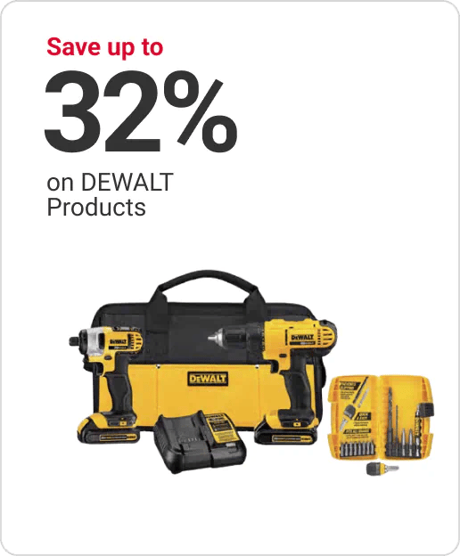 Save up to 32% on DEWALT products
