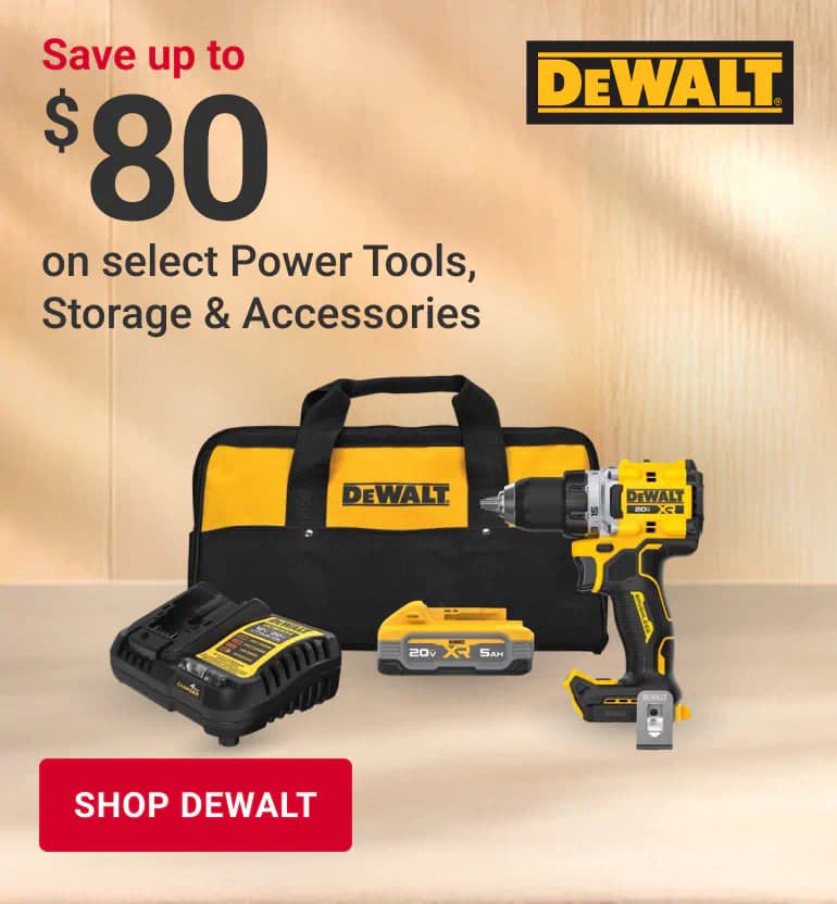 Save up to $80 on select DeWalt power tools, storage & accessories