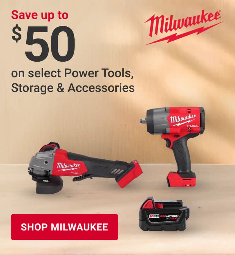 Save up to $50 on select Milwaukee power tools, storage & accessories