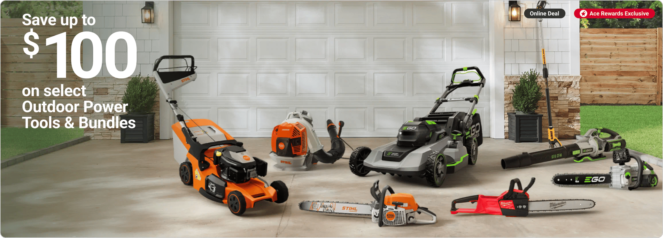 Save up to $100 on select outdoor power equipment