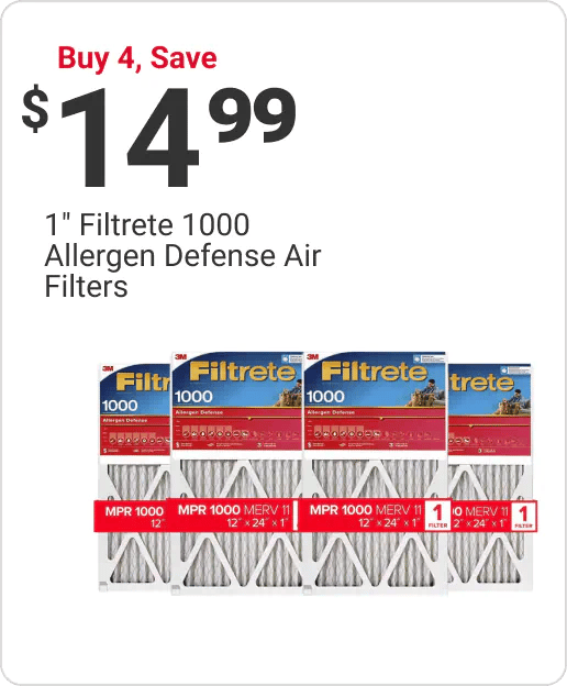 Buy 4, Save $14.99 on Filtrete 1000 Allergen Defense Air Filters