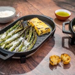 Veggies seasoned in Ooni grizzler pan