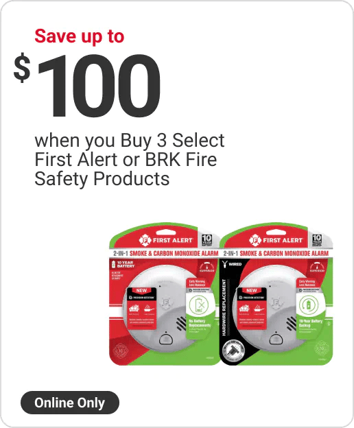 Online Only - Save up to $100 when you buy 3 select Frist Alert of BRK Fire Safety Products