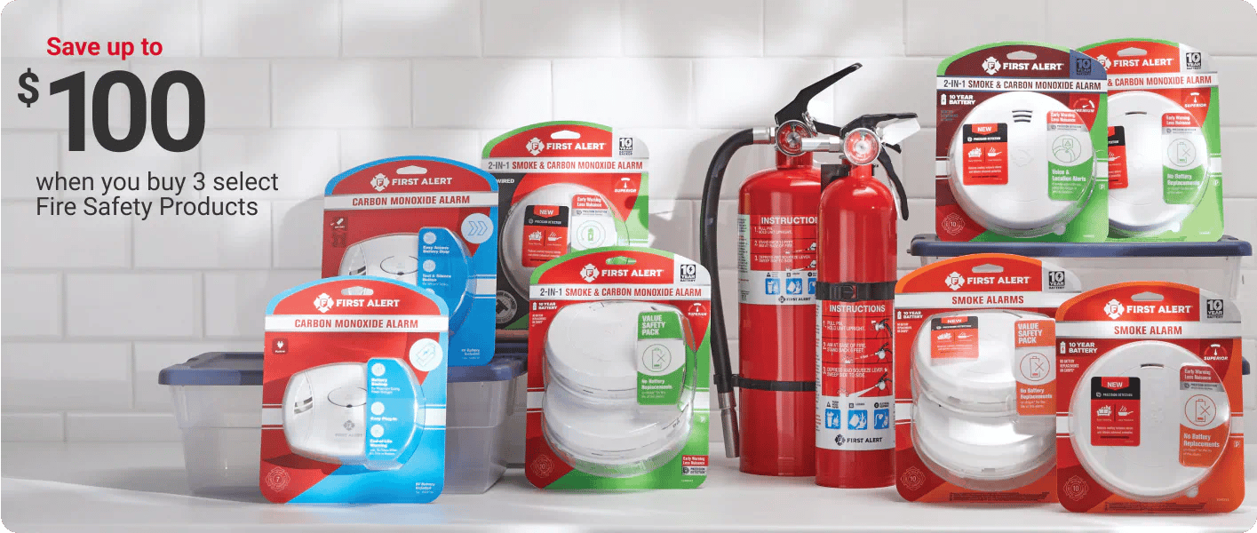 Save up to $100 when you buy 3 select Fire Safety Products